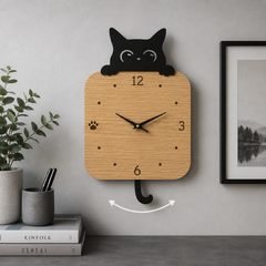 Peek-a-Boo Cat Pendulum Wall Clock