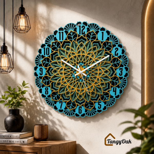 Aarunya Mandala Layered Wooden Wall Clock