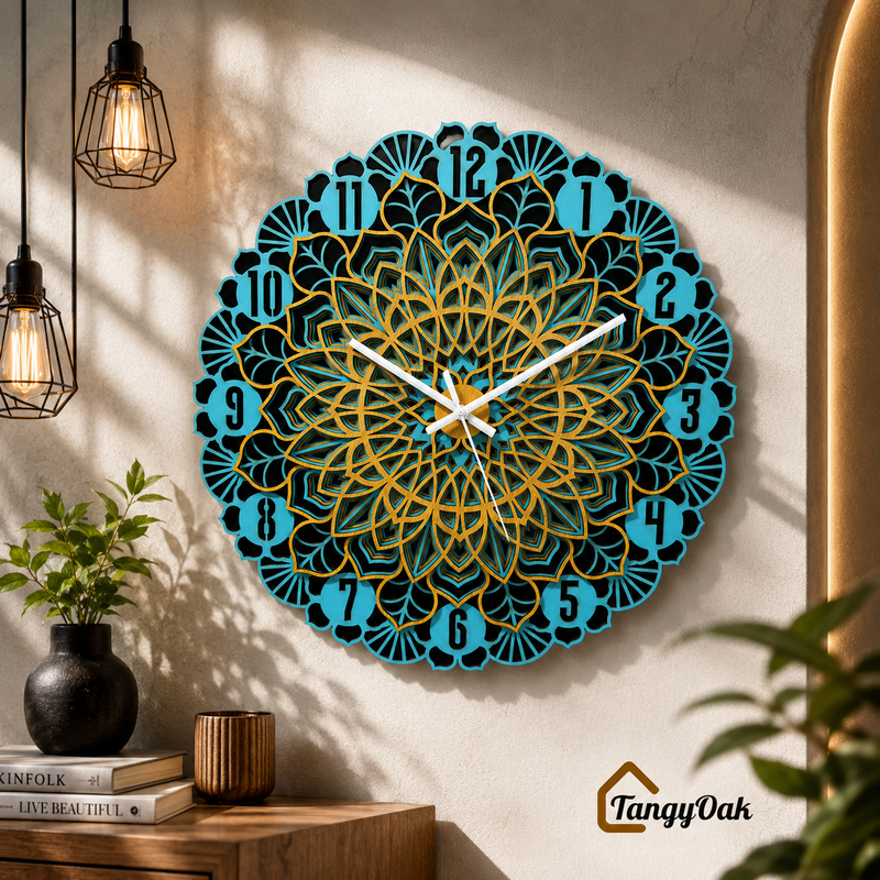 Aarunya Mandala Layered Wooden Wall Clock