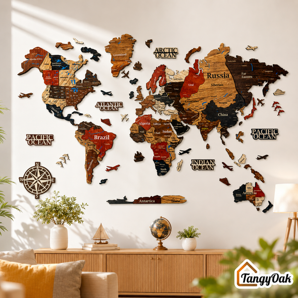 3D World Map - Wooden Wall Decor || Wall Hanging