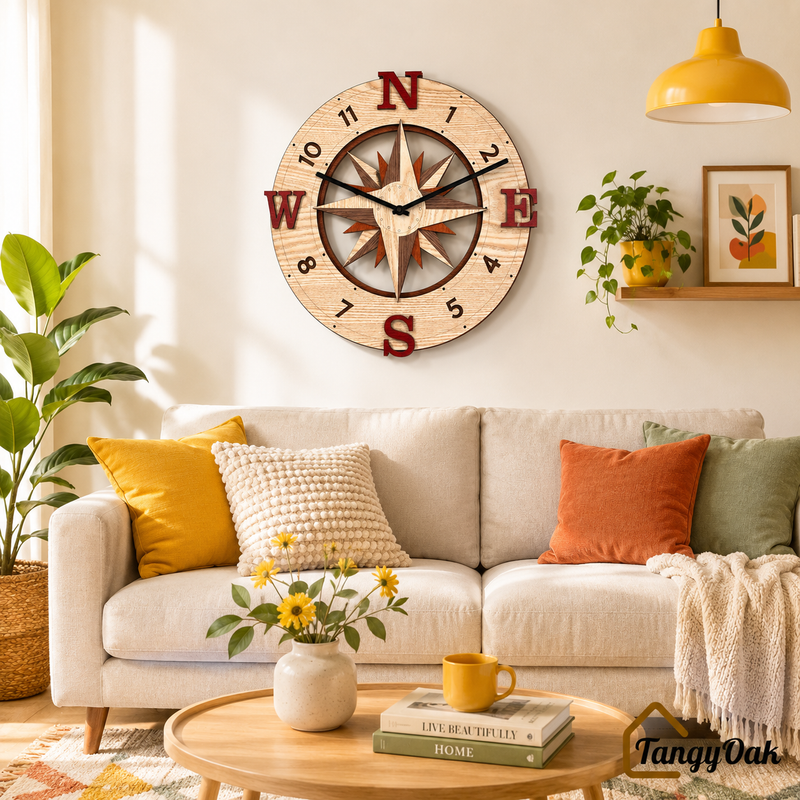 Wayfinder Compass Layered Wooden - Wall Clock