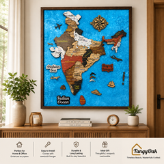 Framed 3D India Map™ – Premium Layered Wooden Map Wall Décor