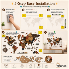 3D World Map - Wooden Wall Decor || Wall Hanging