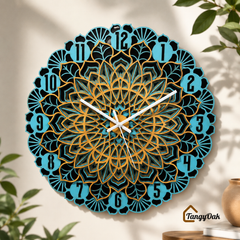 Aarunya Mandala Layered Wooden Wall Clock
