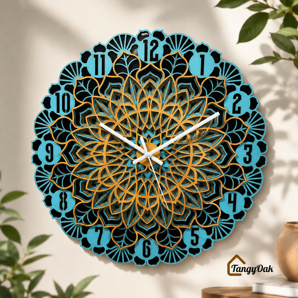Aarunya Mandala Layered Wooden Wall Clock