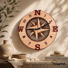 Wayfinder Compass Layered Wooden - Wall Clock
