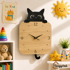 Peek-a-Boo Cat Pendulum Wall Clock