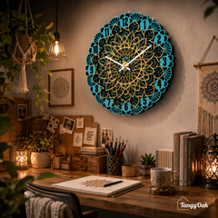 Aarunya Mandala Layered Wooden Wall Clock