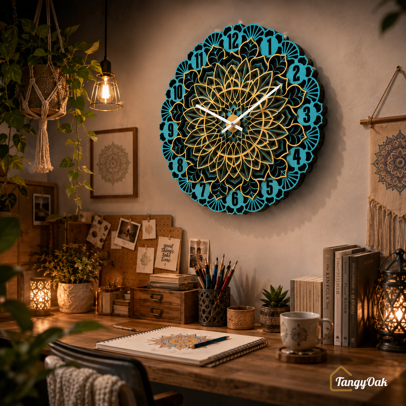 Aarunya Mandala Layered Wooden Wall Clock
