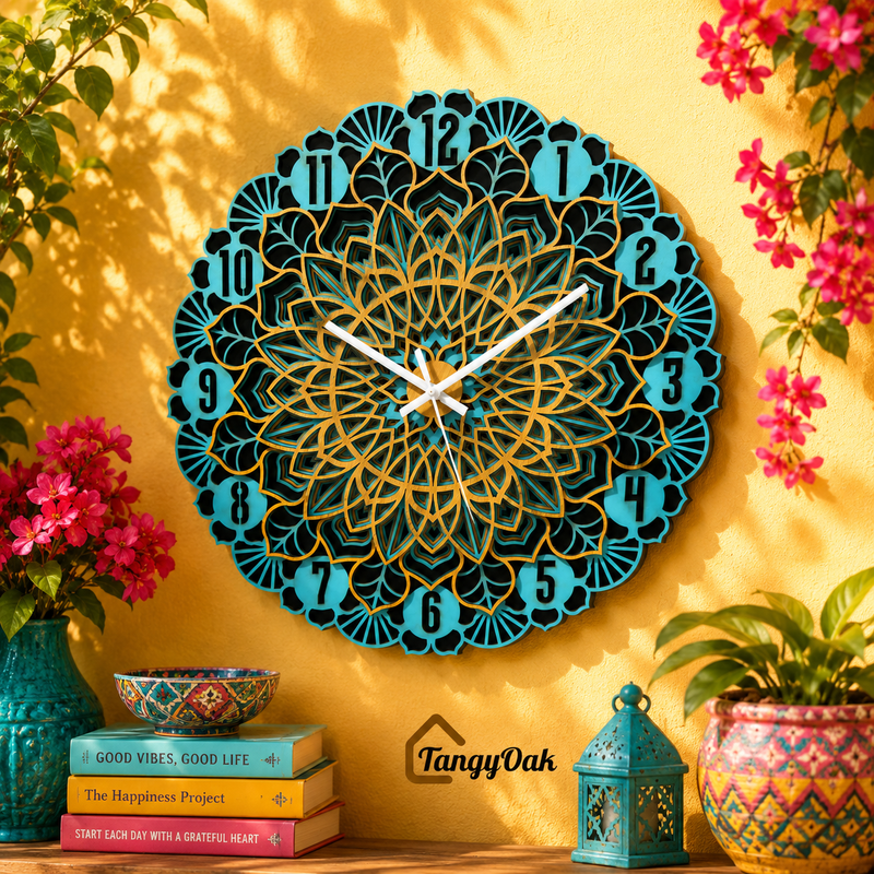 Aarunya Mandala Layered Wooden Wall Clock