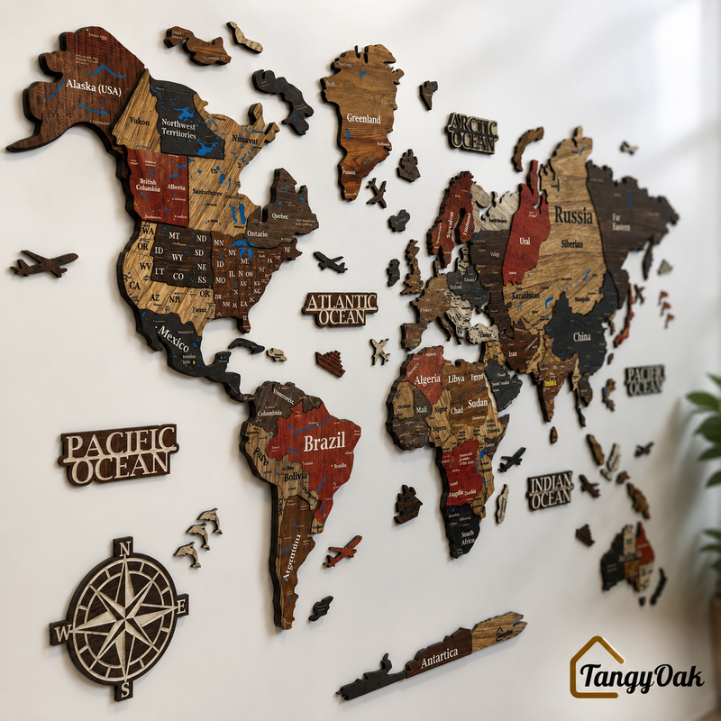3D World Map - Wooden Wall Decor || Wall Hanging