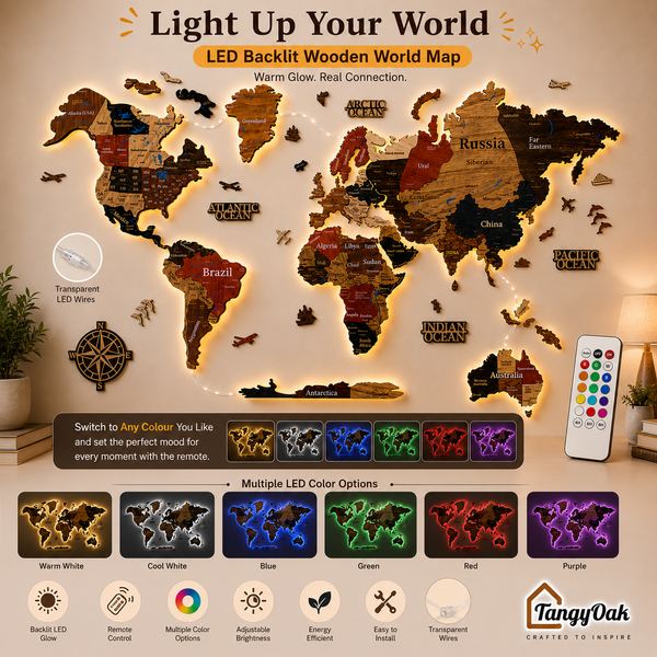 3D World Map - Wooden Wall Decor || Wall Hanging