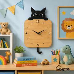 Peek-a-Boo Cat Pendulum Wall Clock