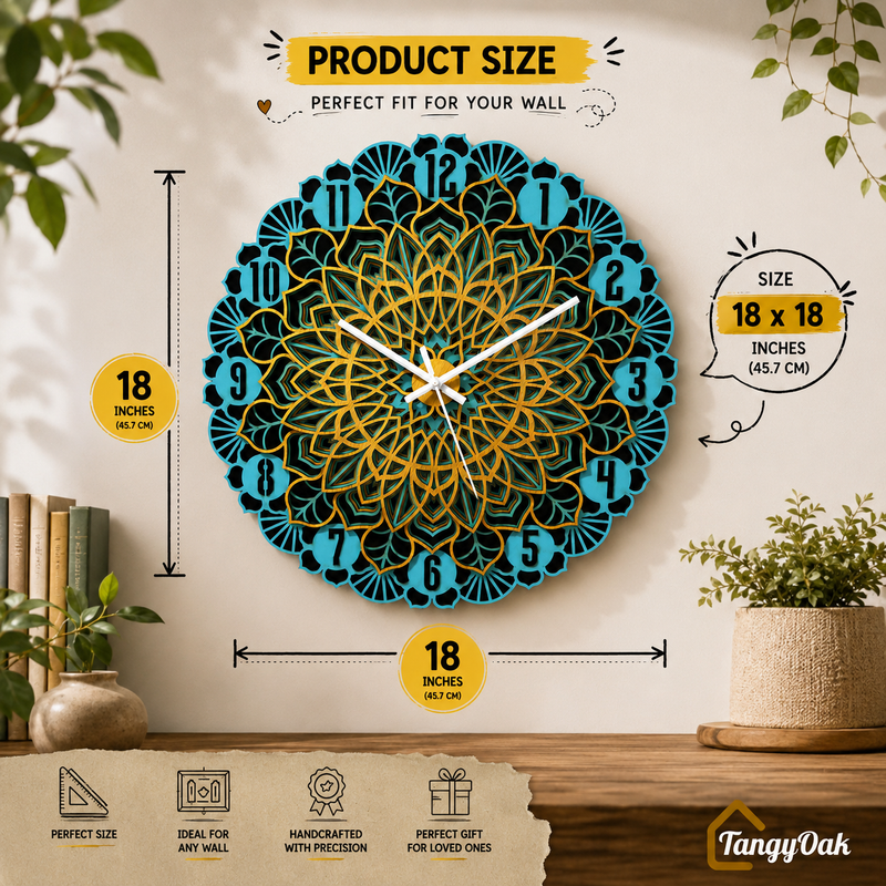 Aarunya Mandala Layered Wooden Wall Clock