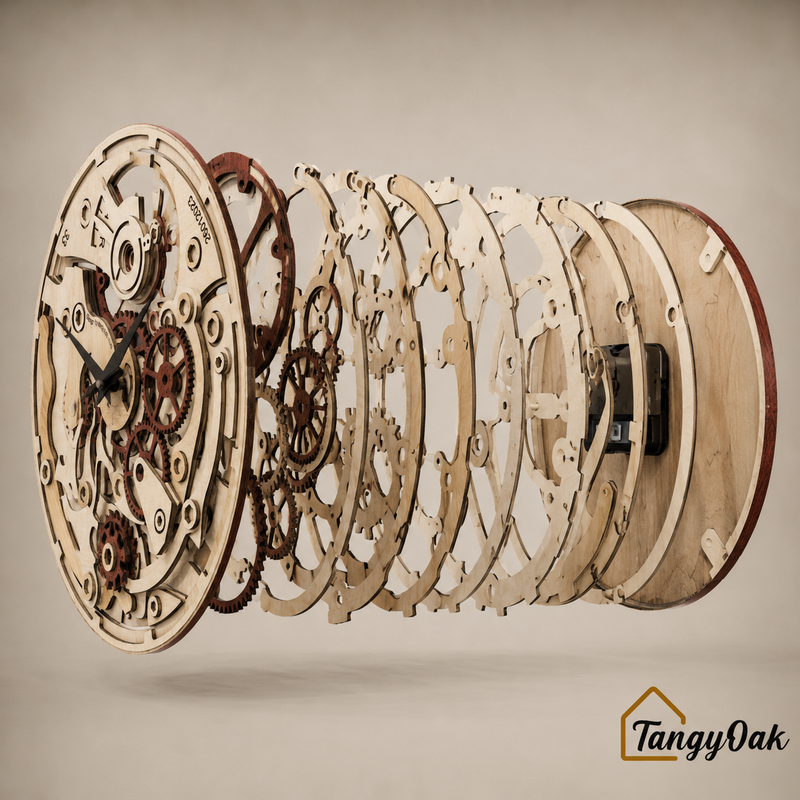 Wooden Gears - Wall Clock