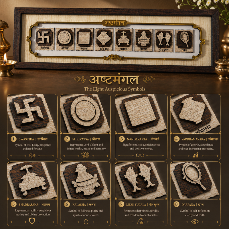 Ashtamangal - Premium Wood Art Photo Frame