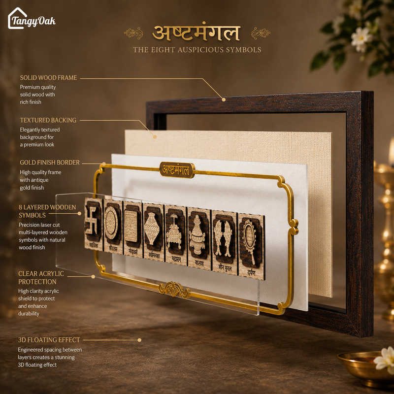 Ashtamangal - Premium Wood Art Photo Frame