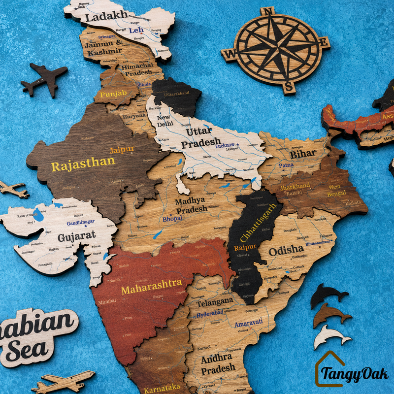 Framed 3D India Map™ – Premium Layered Wooden Map Wall Décor