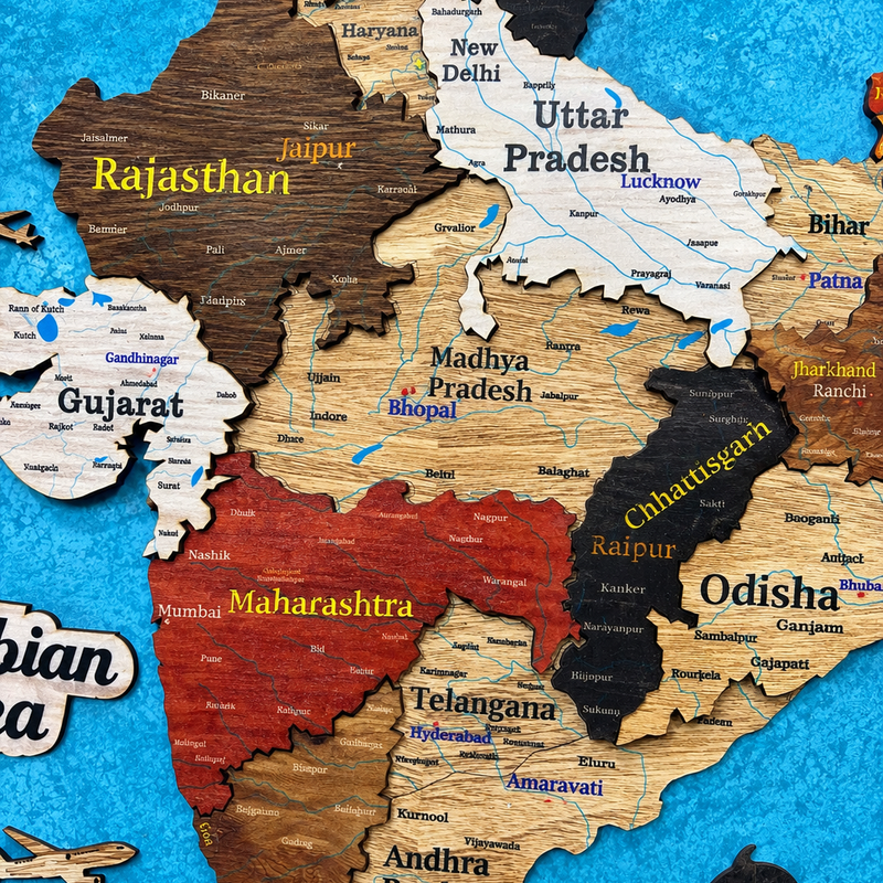 Framed 3D India Map™ – Premium Layered Wooden Map Wall Décor