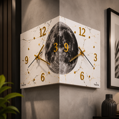 Radiant Moon™ Double-Sided Corner Wall Clock – Premium LED Designer Clock