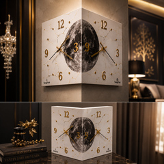 Radiant Moon™ Double-Sided Corner Wall Clock – Premium LED Designer Clock