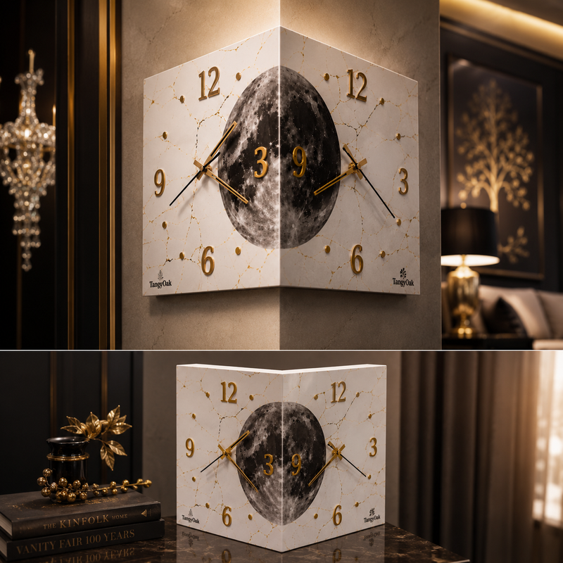 Radiant Moon™ Double-Sided Corner Wall Clock – Premium LED Designer Clock