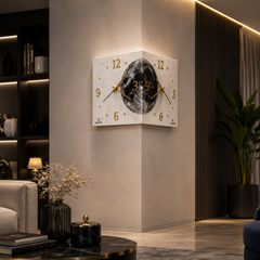 Radiant Moon™ Double-Sided Corner Wall Clock – Premium LED Designer Clock