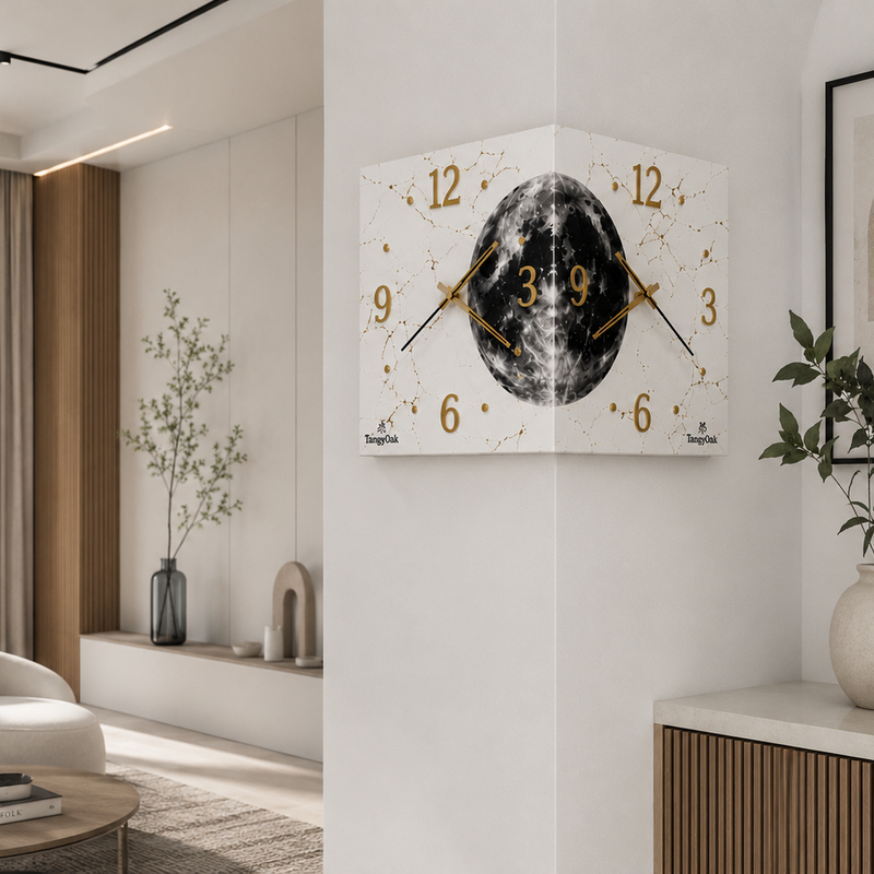 Radiant Moon™ Double-Sided Corner Wall Clock – Premium LED Designer Clock