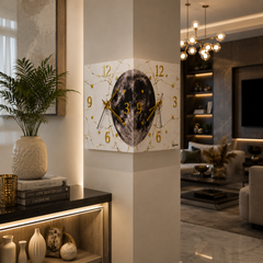 Radiant Moon™ Double-Sided Corner Wall Clock – Premium LED Designer Clock