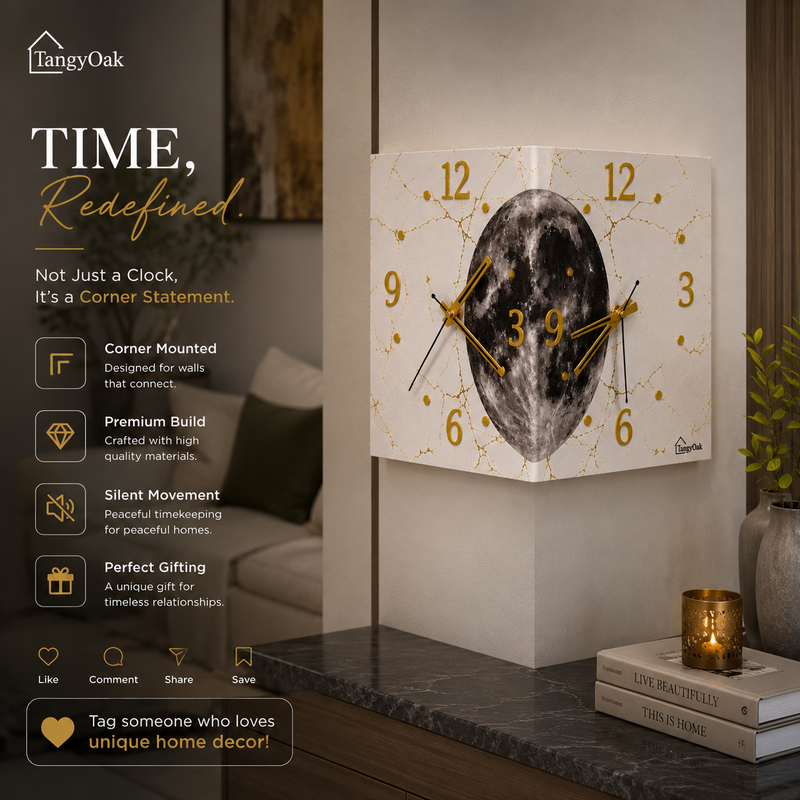 Radiant Moon™ Double-Sided Corner Wall Clock – Premium LED Designer Clock