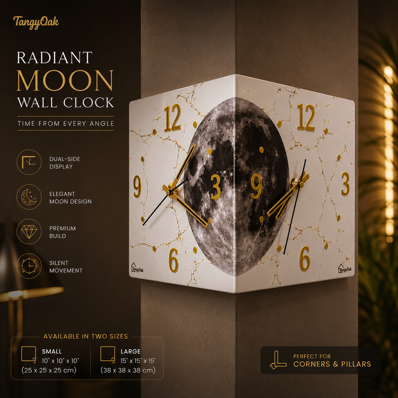 Radiant Moon™ Double-Sided Corner Wall Clock – Premium LED Designer Clock