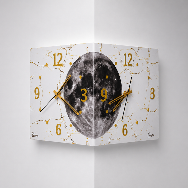 Radiant Moon™ Double-Sided Corner Wall Clock – Premium LED Designer Clock