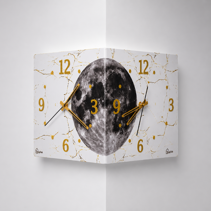 Radiant Moon™ Double-Sided Corner Wall Clock – Premium LED Designer Clock