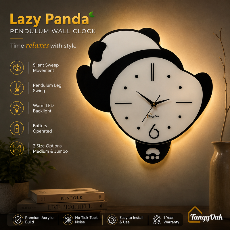 Lazy Panda - Pendulum Wall Clock