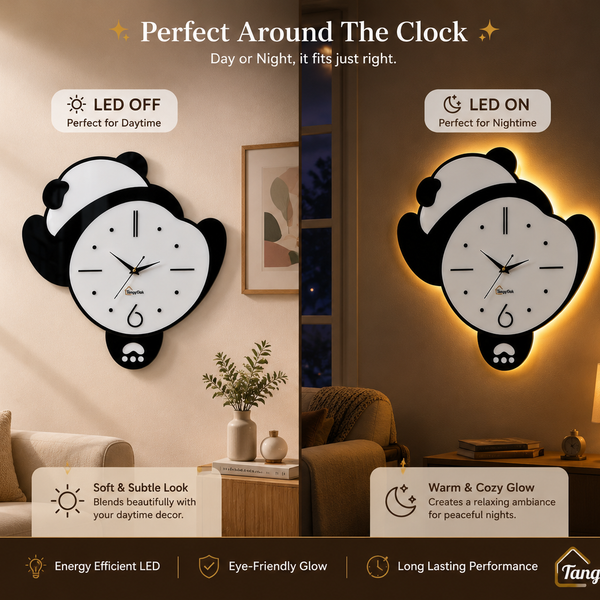 Lazy Panda - Pendulum Wall Clock
