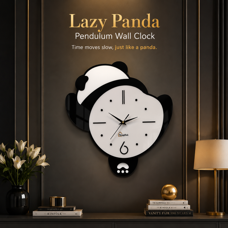 Lazy Panda - Pendulum Wall Clock