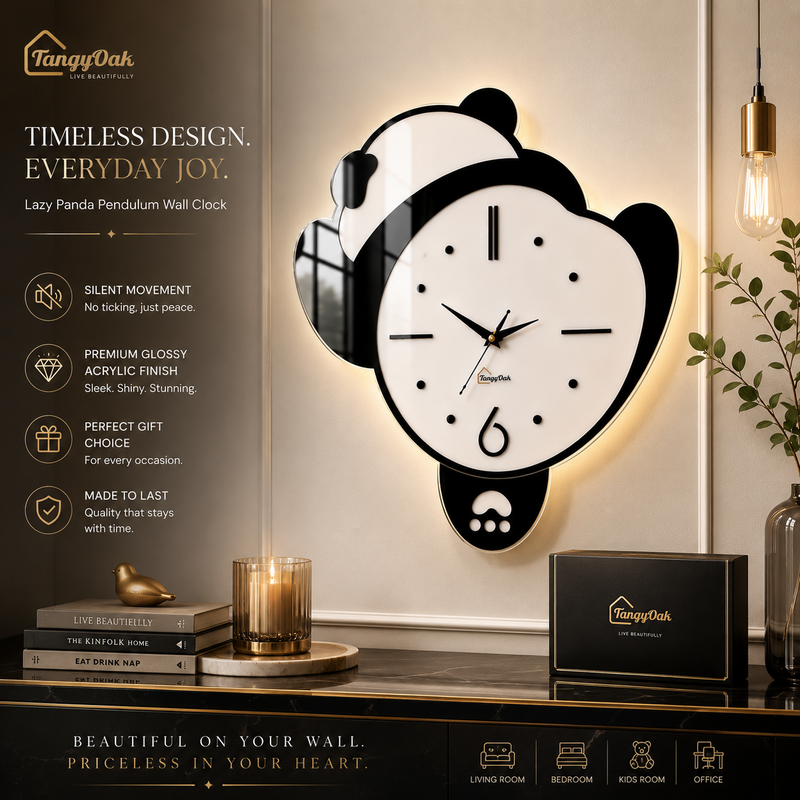 Lazy Panda - Pendulum Wall Clock