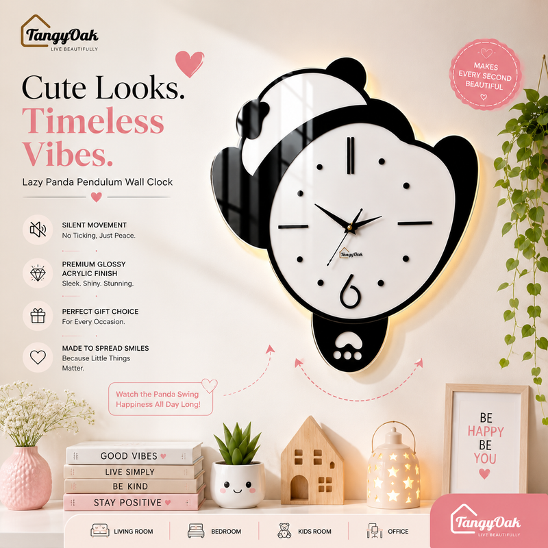 Lazy Panda - Pendulum Wall Clock