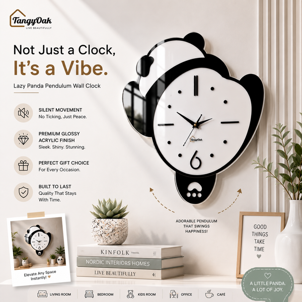 Lazy Panda - Pendulum Wall Clock