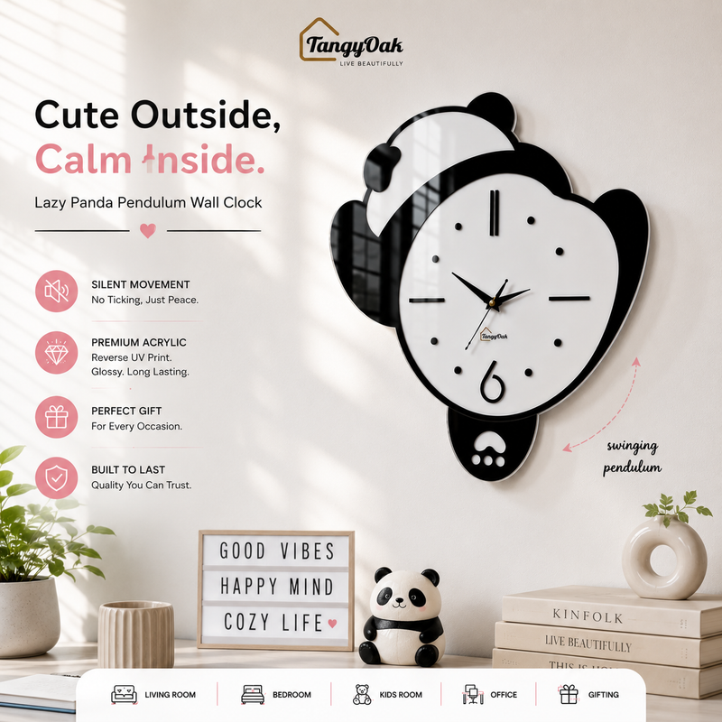 Lazy Panda - Pendulum Wall Clock