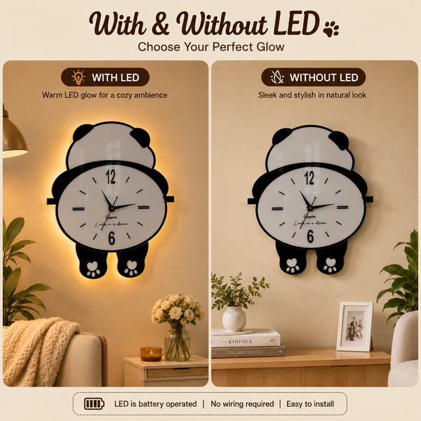 Cute Panda - Pendulum Wall Clock