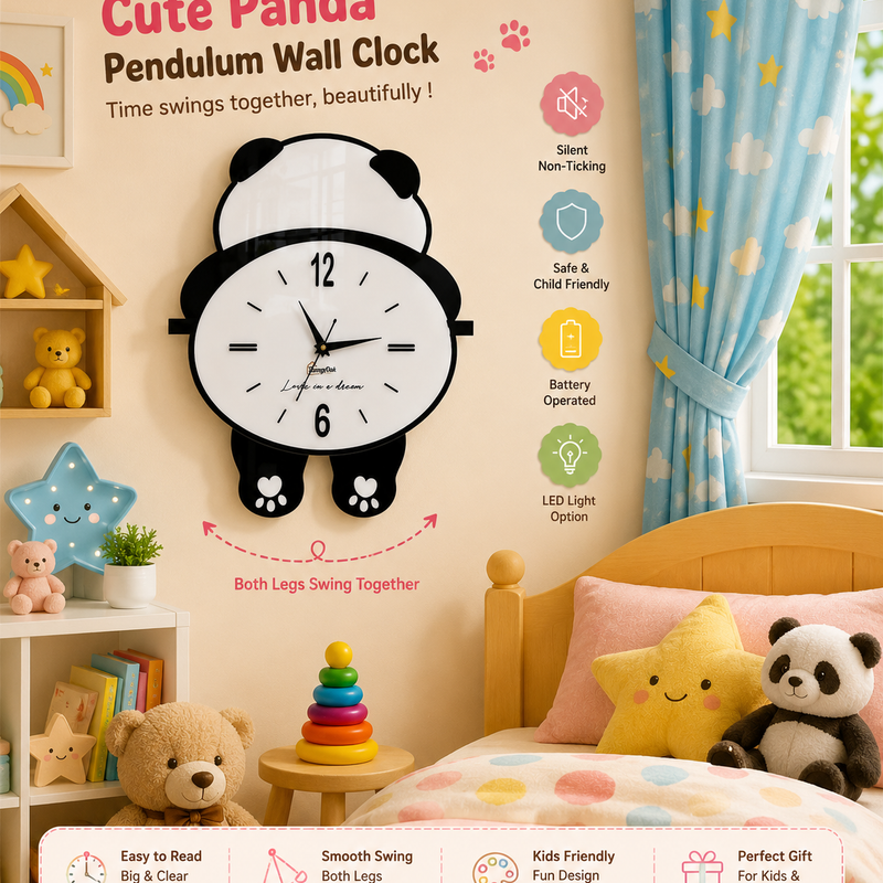 Cute Panda - Pendulum Wall Clock