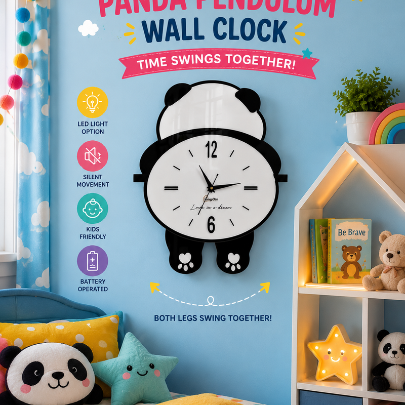 Cute Panda - Pendulum Wall Clock