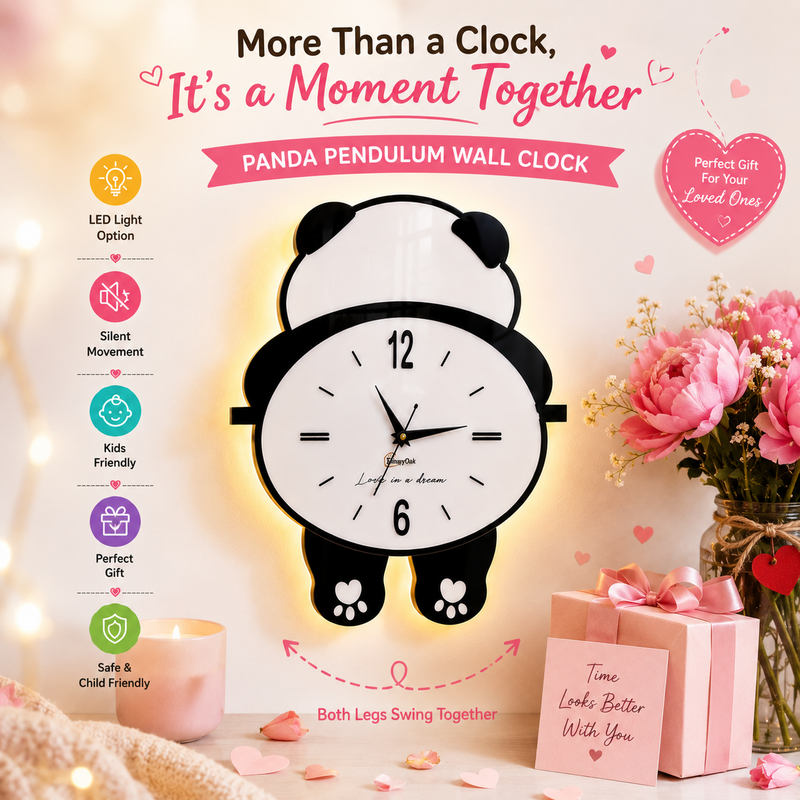 Cute Panda - Pendulum Wall Clock