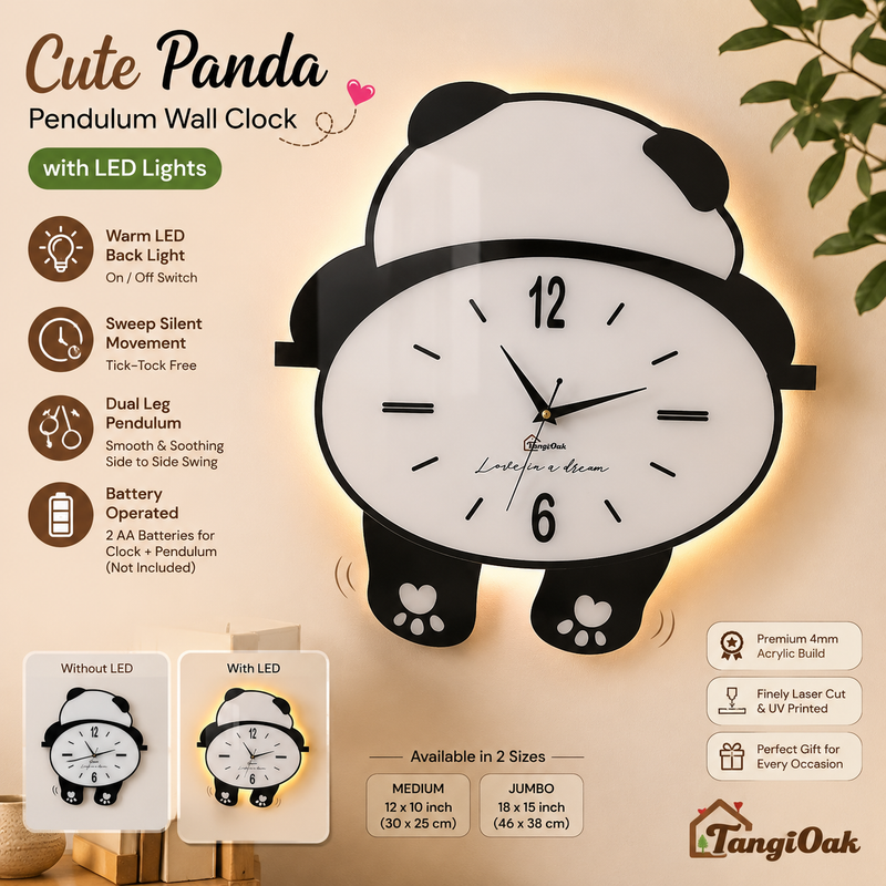 Cute Panda - Pendulum Wall Clock