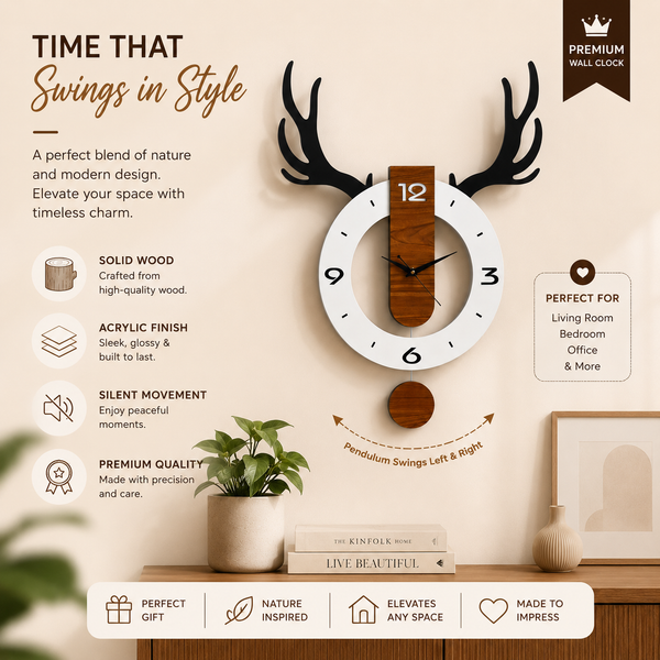 Horns - Pendulum Wall Clock