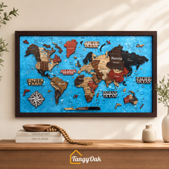 Framed 3D World Map™ – Premium Layered Wooden Map Wall Décor