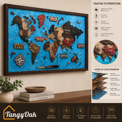 Framed 3D World Map™ – Premium Layered Wooden Map Wall Décor