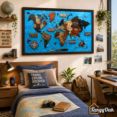 Framed 3D World Map™ – Premium Layered Wooden Map Wall Décor