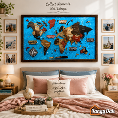 Framed 3D World Map™ – Premium Layered Wooden Map Wall Décor